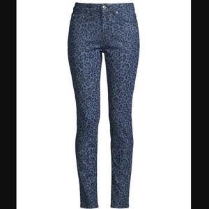 High Rise Leopard Print Skinny Jeans Black/Grey